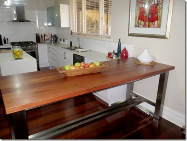 York Jarrah and Stainless Bar Table