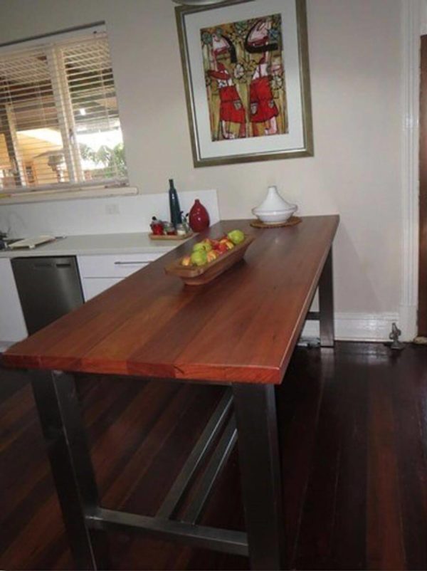 York Jarrah and Stainless Bar Table