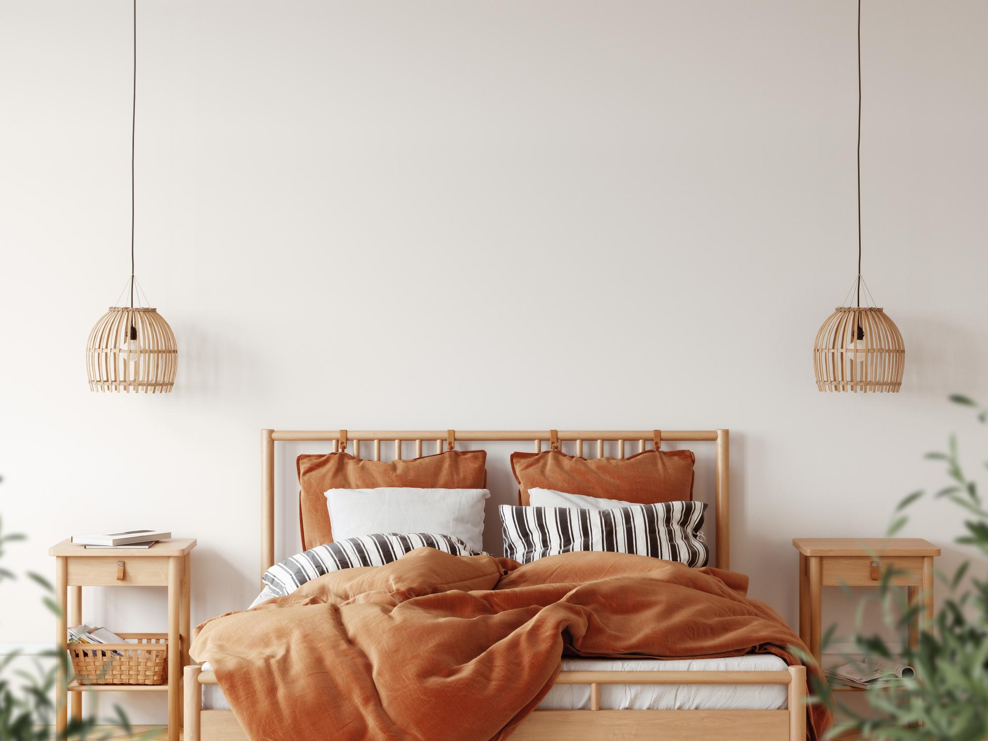 boho interior style timber wall lamps